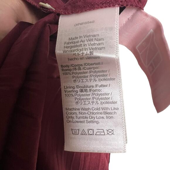 Madewell Mulberry Wine Oversized Short-Sleeve Slip Midi Dress Plissé Size XS - Picture 15 of 15